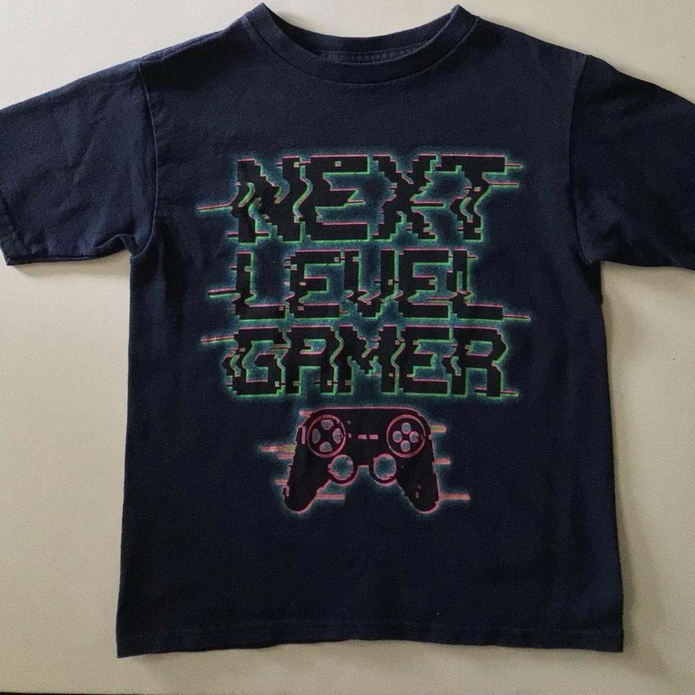 Next Level Apparel Navy Tee with Neon Green and Pink Gamer Graphic